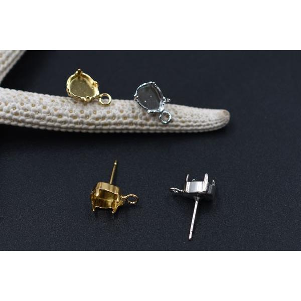 ピアス金具 石座カン付 雫 6×8mm用【4ヶ】 : ビーズアンドパーツ
