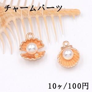 チャームパーツ 貝殻とパール ゴールド【10ヶ】｜yu-beads-parts