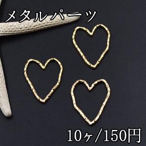 メタルパーツ 模様入りハート 32×24mm ゴールド【10ヶ】｜yu-beads-parts