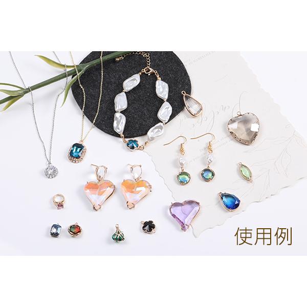 デザインピアス ラインストーン付き しずく型 カン付き 8×14mm