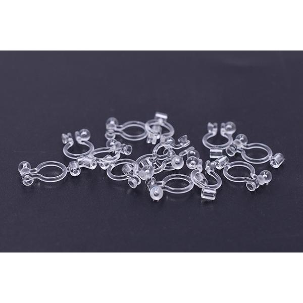 樹脂ノンホールピアス 石座カン付き 7×14mm クリア ビーズ、アクセサリー道具、材料 樹脂ノンホールピアス 石座付 クリア 50ペア(100個入)