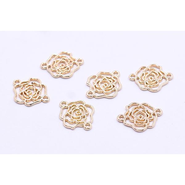 フラワーコネクター 花ジョイントパーツ メタル透かしチャーム 上下  
