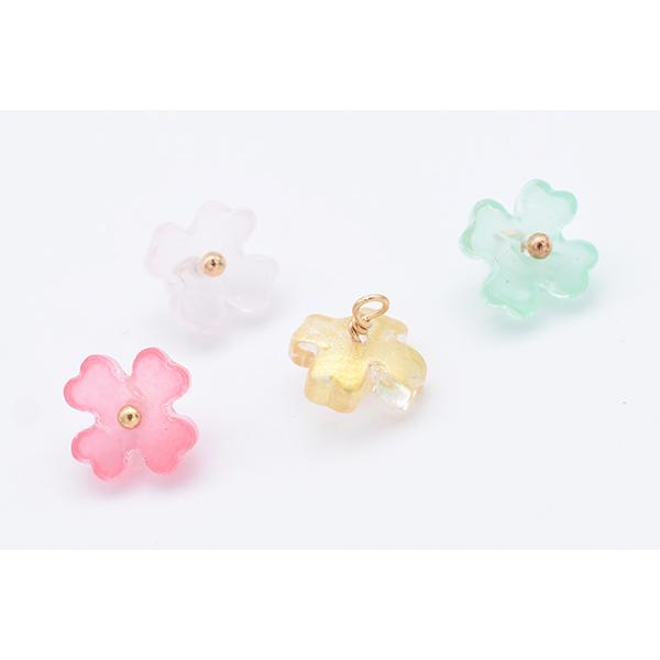 高品質チェコガラスチャーム めがね留め 4弁花 フラワー 8×8mm 1カン