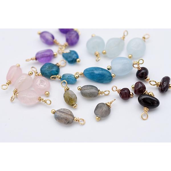 高品質天然石チャーム めがね留め 不規則 楕円形 1カン【4ヶ