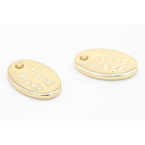 チャームパーツ ハンドメイドタグ メタルプレート オーバル 1穴 7×11mm