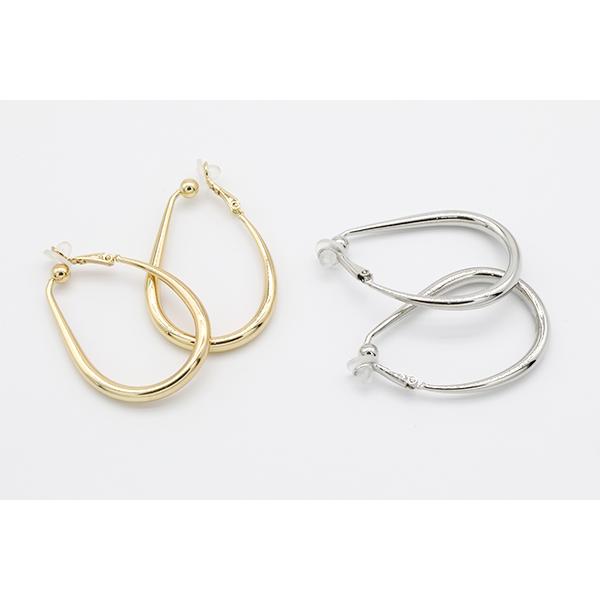 新しいスタイル デザインイヤリング クリップ式 ゴム付 フープ 雫型 32