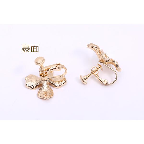 ☆国内最安値に挑戦☆ デザインイヤリング ネジバネ式 四弁花 19×20mm ビーズ、アクセサリー道具、材料 デザインイヤリング ネジバネ式 2連リングA 19×30mm