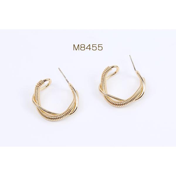 高品質デザインピアス ツイストフープピアス 5×26mm ゴールド（2ヶ