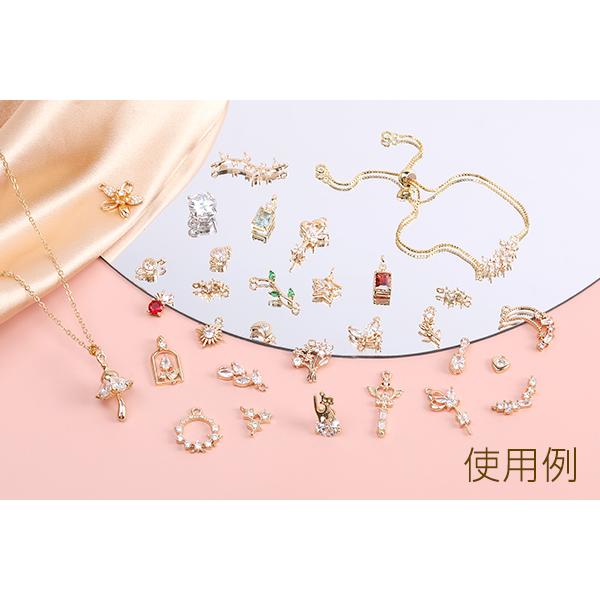 返品交換不可 コネクターチャーム リーフの枝 2カン付き 8ヶ ジルコニアチャーム リーフの枝コネクターチャーム 2カン付き 16.5×18mm ゴールド クリスタル(2ヶ)
