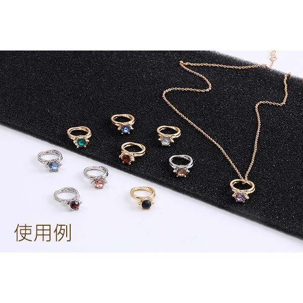 ラインストーン付きリングチャーム メタルチャーム 11×17mm（6ヶ