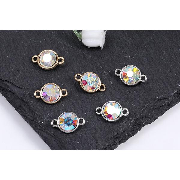 ガラスストーンチャーム ガラスストーンコネクターチャーム ラウンド 2  