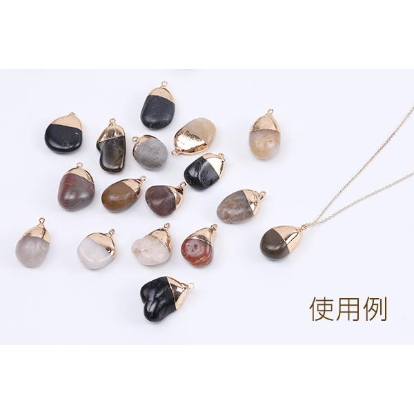 高品質天然石チャーム クリークストーン 不規則型 カン付き ゴールド（2ヶ）｜yu-beads-parts｜06