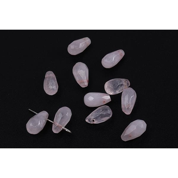 天然石チャーム ローズクォーツ しずく型カット 横穴 6×11mm（2ヶ