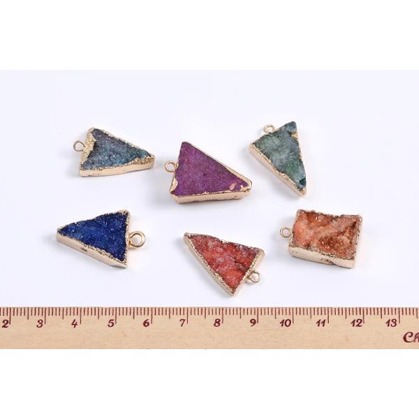 天然石チャーム ドゥルージーアゲート 三角形 カラーミックス（1ヶ）｜yu-beads-parts｜07