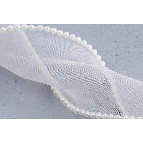 パール付きチュールリボン レースリボン 服飾資材 ラッピングリボン