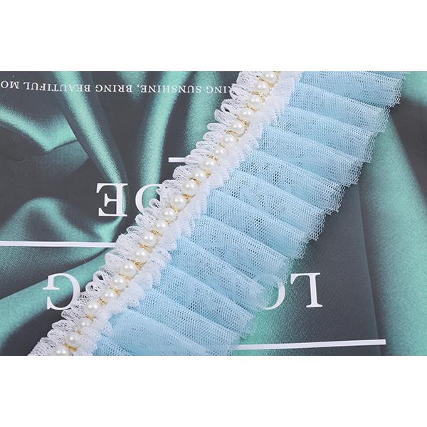 くしゅくしゅフリルリボン ポリエステルリボン レースリボン パール付き 服飾資材 ラッピングリボン 手作りヘアリボン 幅約55mm（50cm）｜yu-beads-parts｜05