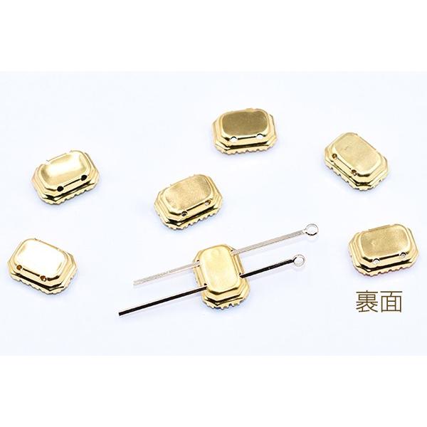 爪付きラインストーン 長方形 11×15mm ゴールド【10ヶ