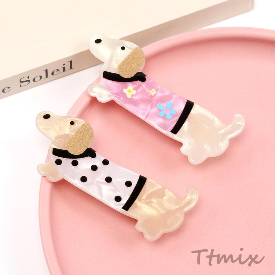 アニマルへアピン 犬 ダックスフント アクリルへアピン キッズへアピン