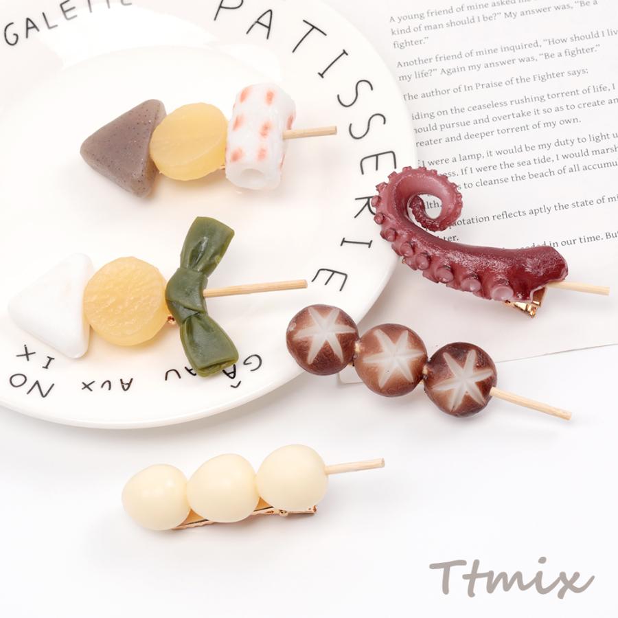 ヘアクリップ 食品サンプルヘアクリップ おでん ミニチュアフード前髪