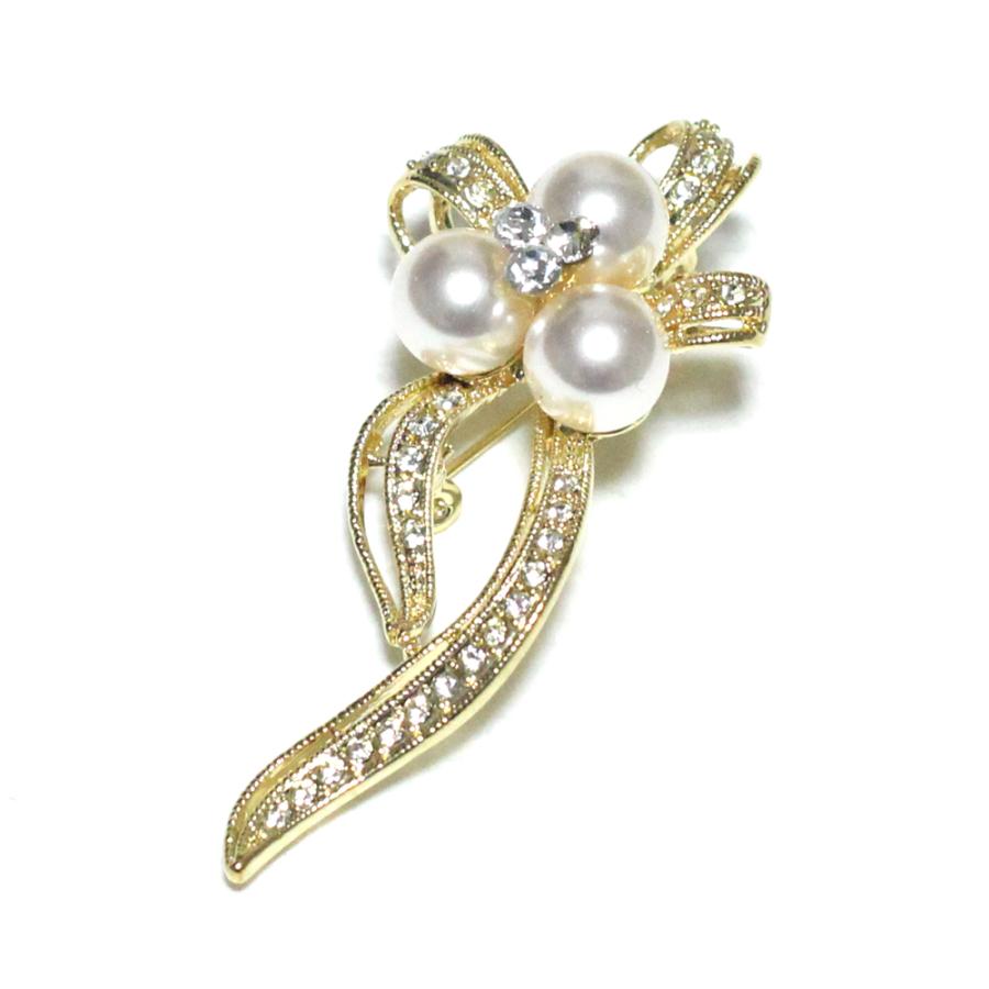 ゆうパケット送料無料】ブローチ/華やか 流れリボン きらきらライン