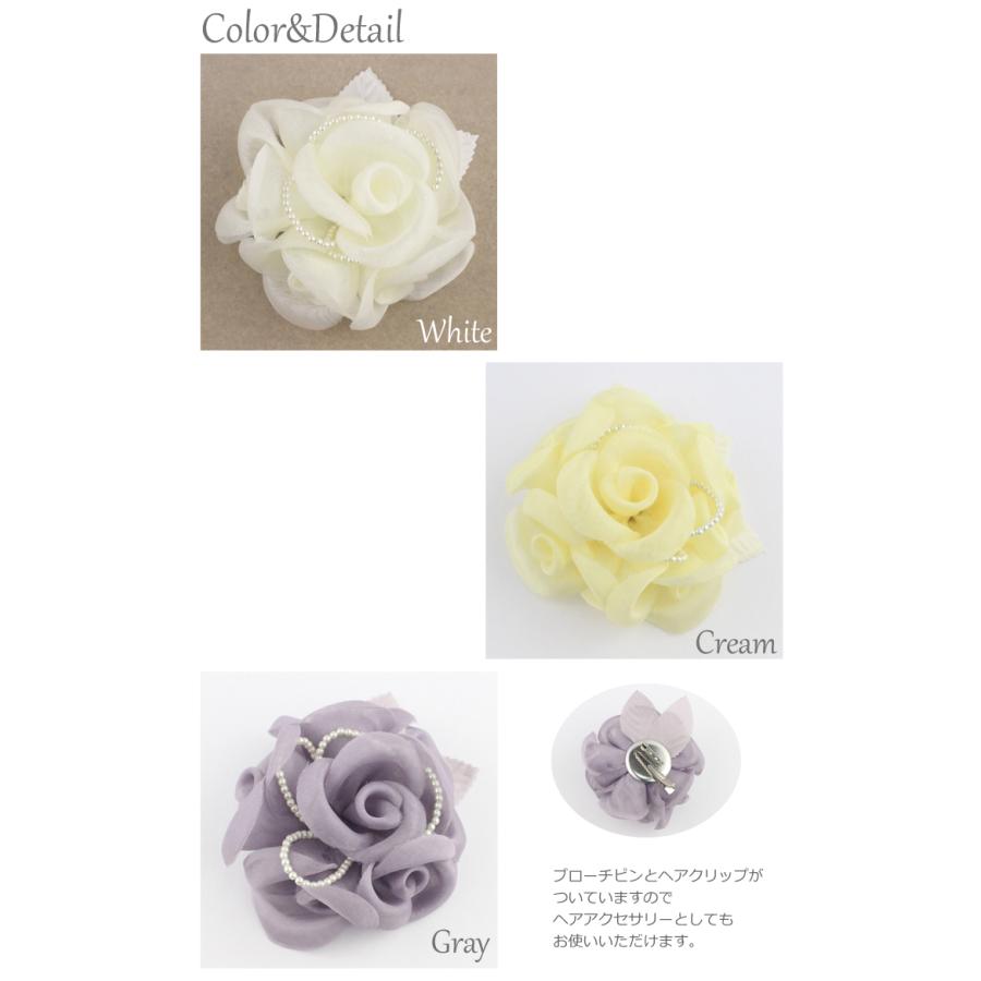 定形外郵便OK290円】コサージュ/パールビーズ♪ふんわり薔薇花 