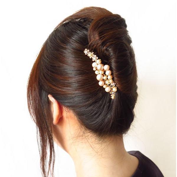 ヘアコーム ヘアアクセサリー コットンパール風花ラインストーン