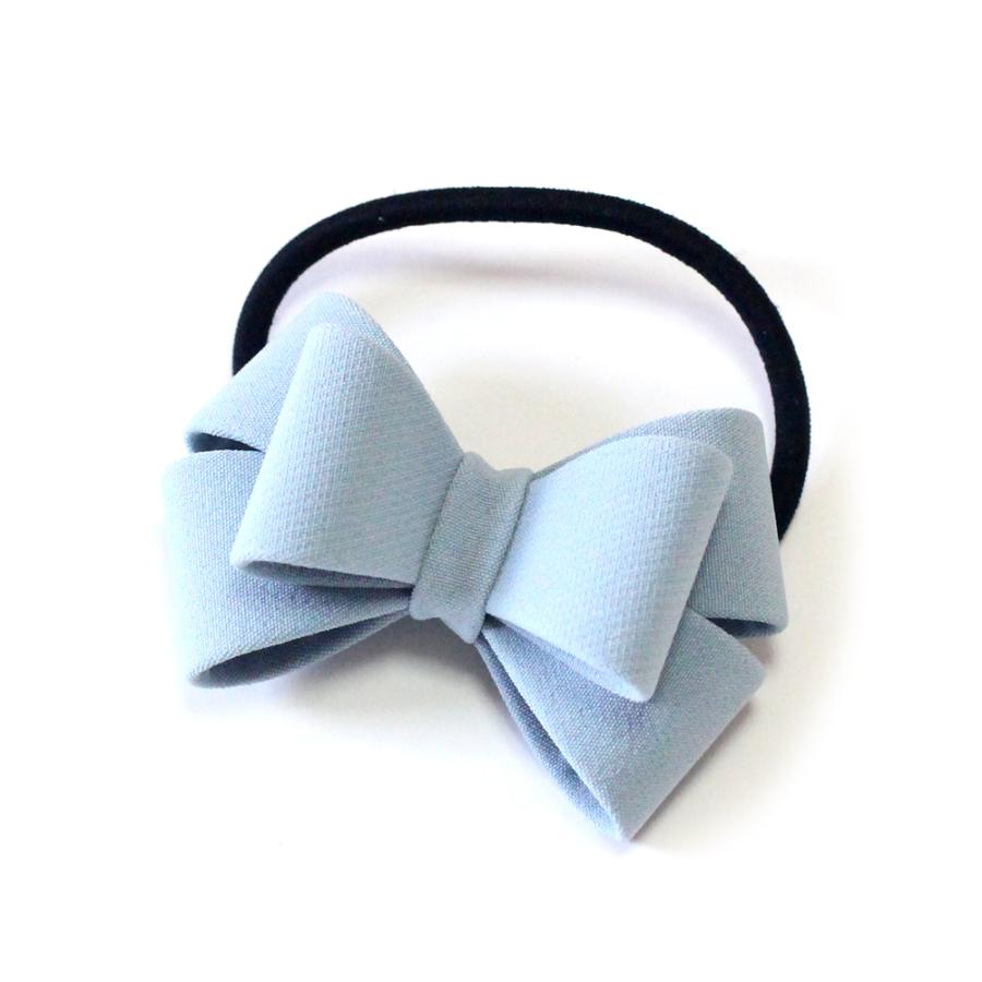 確認ゆれるヘアリボン ヘアゴム ロングリボン883ゴールドムーン水色