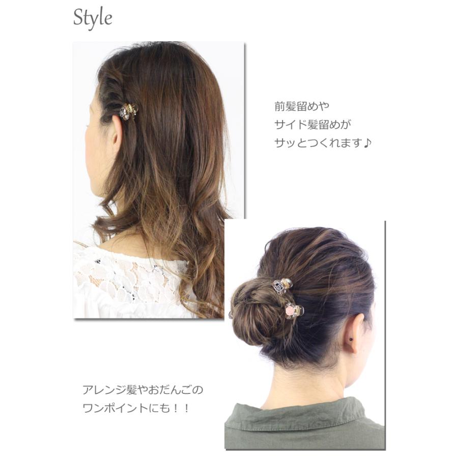 【ゆうパケット送料250円】ヘアクリップ/ミニミニバンスクリップ ペイント ばら k141☆黒 透明 クリア ヘアアクセサリー｜yu-bi｜04