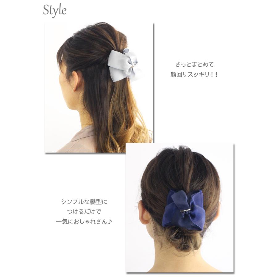 ヘアクリップ/シンプル きれいめ無地リボン バンスクリップ k175