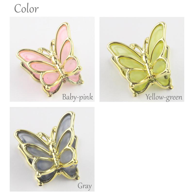 ゆうパケット送料250円】ヘアクリップ/透明感あふれる 蝶々 ゴールド