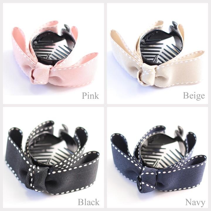 ヘアクリップ 円形 くし付き ステッチ グログランリボン バナナクリップ K71 ピンク ベージュ 紺 黒 ヘアアクセサリー 入学式 七五三 K71 優美 Accessory 通販 Yahoo ショッピング
