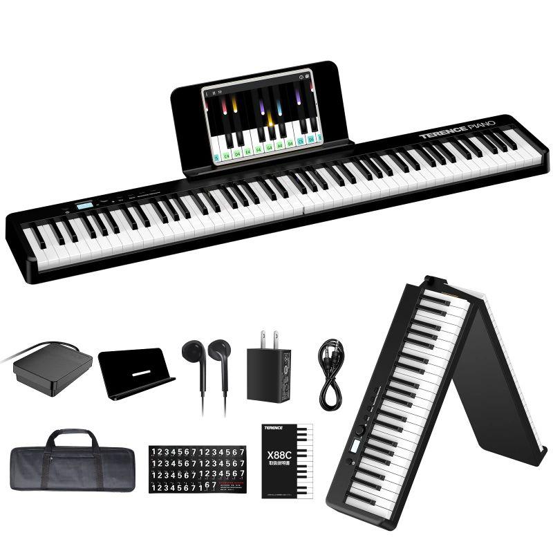 TERENCE 電子ピアノ 88鍵盤 折り畳み式 ピアノ MIDI対応 携帯型 デジタルピアノ軽量 タッチレスポンス機能 初心者 子供 ピア