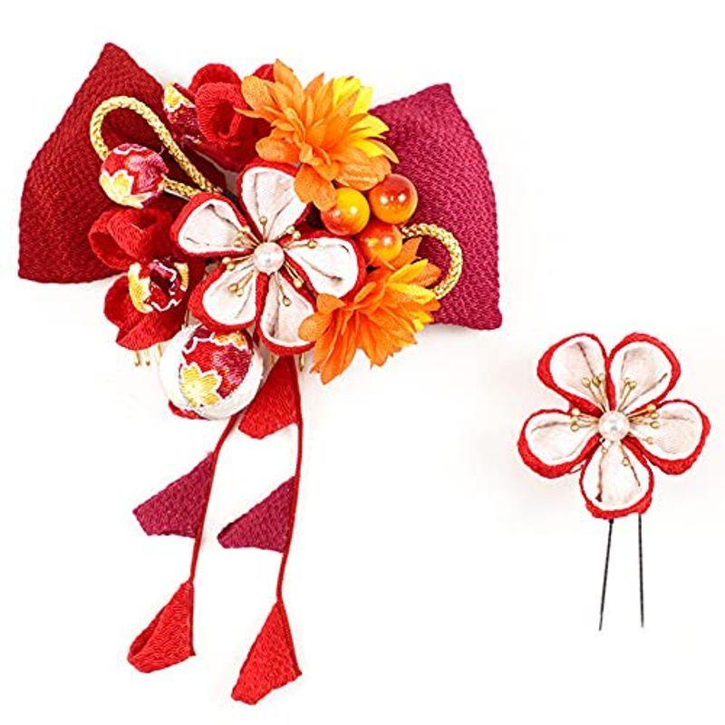 早い者勝ち オフ 白 赤 リボン 2点セット 袴 前撮り 振袖 花 成人式 髪飾り 髪型 No 12 026 ドライフラワー ヘアアレンジ ヘアスタイル かんざし 髪飾り Raffles Mn