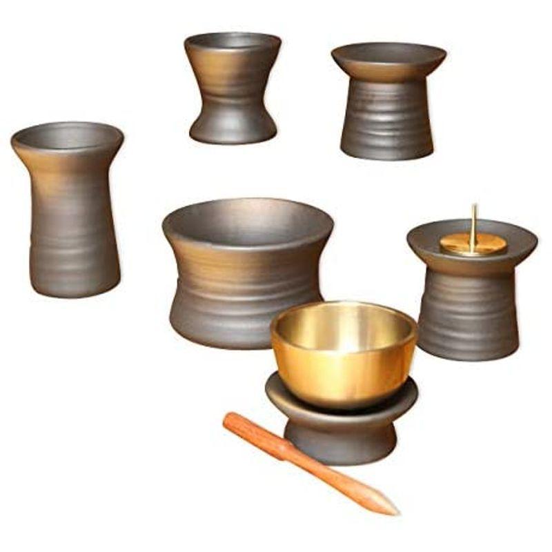 京仏壇はやし モダン仏具セット 朝顔 5具足 & おりん (大) (日本製)(セット品 京仏壇はやしクロス)