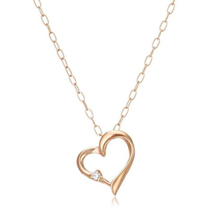 キャーロディディアマンテ CHIARO DI DIAMANTE K10ピンクゴールド×ダイヤモンド ハートペンダントネックレス CHD004