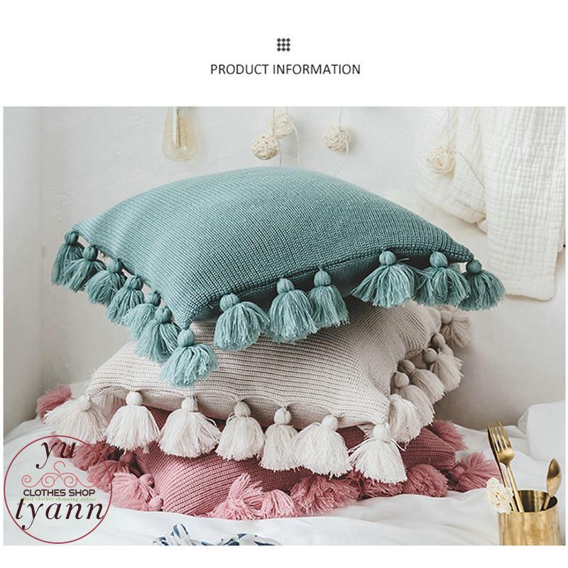 クッションカバー 北欧 ニット 45 45cm 無地 ピロー クッション カバー シンプル タッセル付き ポンポンクッション かわいい 丸洗い おしゃれ 新生活 C11 Sofa075 ユーちゃん 通販 Yahoo ショッピング