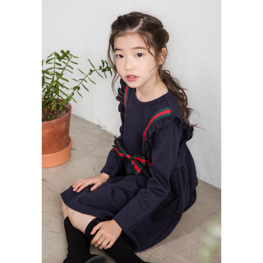 ワンピース 女の子 膝丈ワンピース Aライン ワンピース 蝶結び 春秋 キッズ 通学 子供服 紺 長袖 フォーマル 110cm1cm130cm140cm 韓国風子供服 Yu01cq171 ユーちゃん 通販 Yahoo ショッピング
