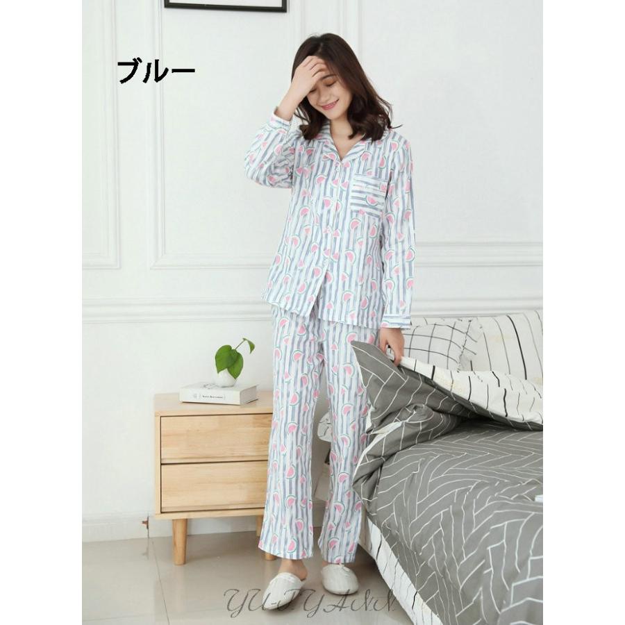 パジャマ 上下セット ルームウェア スイカ柄 綿 レディース 春秋 ペアパジャマ ストライプ 長袖 ネグリジェ 部屋着 寝巻き 可愛い カジュアル ギフト Yu01cq50 ユーちゃん 通販 Yahoo ショッピング