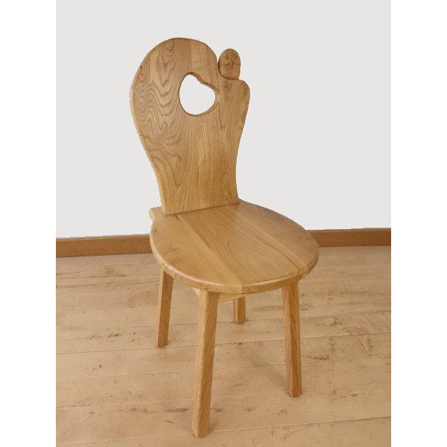ふくろう　椅子　ダイニングチェアー　イスF　ナラ材　白木色　勇峰工芸（新） ふくろう 椅子 ダイニングチェアー イスF ナラ材 白木色 勇峰