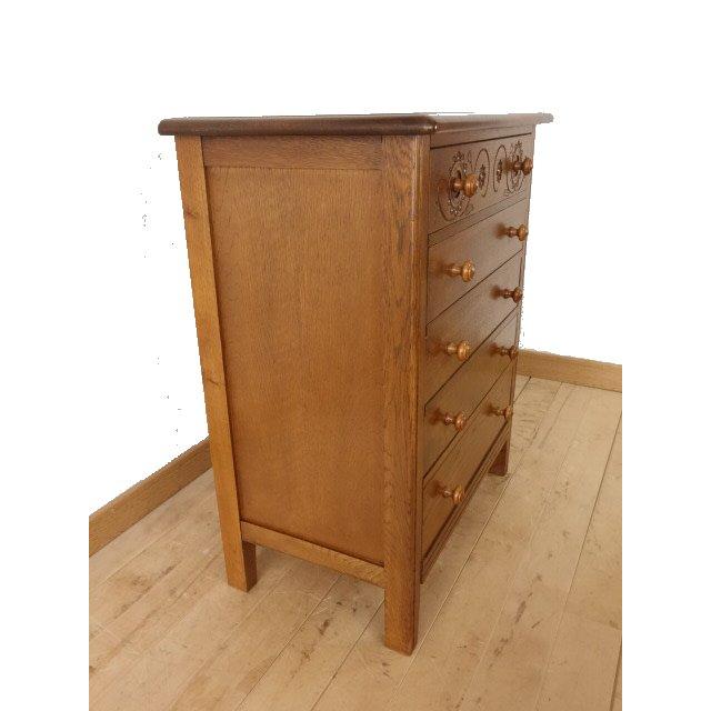 白髪】 🌺 勇峰工芸 雅 花柄チェスト 楢（ナラ）材 旭川家具 USED