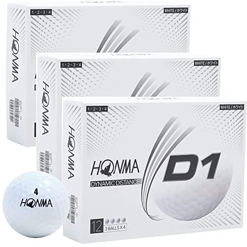 Honma 本間ゴルフボール 本間ゴルフボール D1 モデル 年モデル A B09ktqzjm5 2327 D1 12球入り ダース 3箱セット 合計36球 ホワイト 雄々ストア