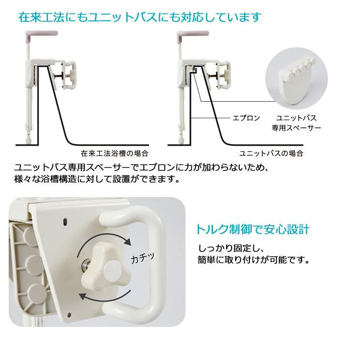 Tacaof 介護用 風呂 幸和製作所 ユニプラス 浴槽手すり UB兼用130