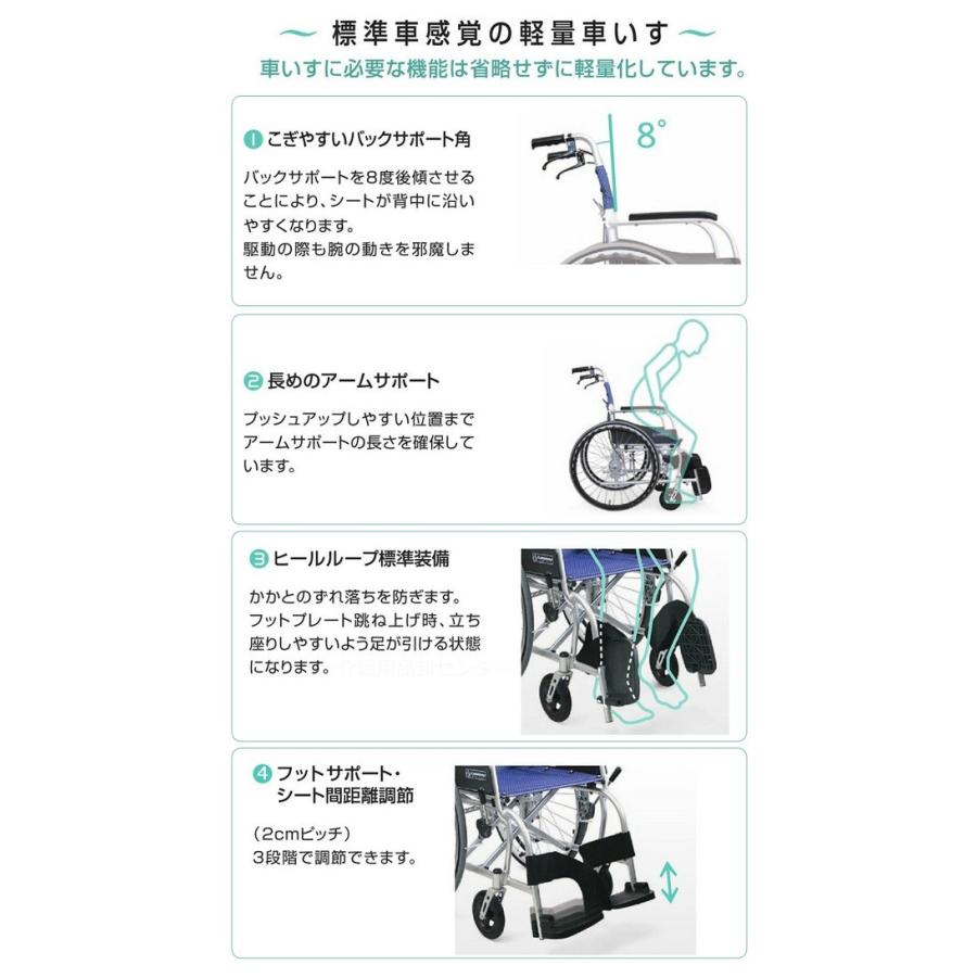 カワムラサイクル 車椅子 軽量 コンパクト ふわりす KF22-40(42)SB 自