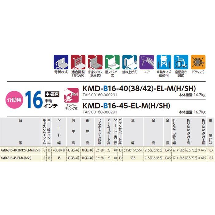 カワムラサイクル 車椅子 介助式 KMD-B16-40(38/42)-EL-M(H/SH) Modern