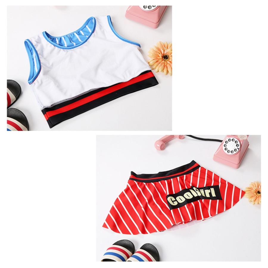 水着 女の子 ビキニ セパレート ストライプ セットアップ ガーリー