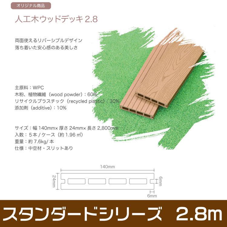 【1１本以上で関東送料無料！】ウッドデッキ 床材 人工木 スタンダード ZYD-040 2.8m【140×24×2800mm】 選べる４色！ 西濃運輸支店止｜yuanheng11｜03