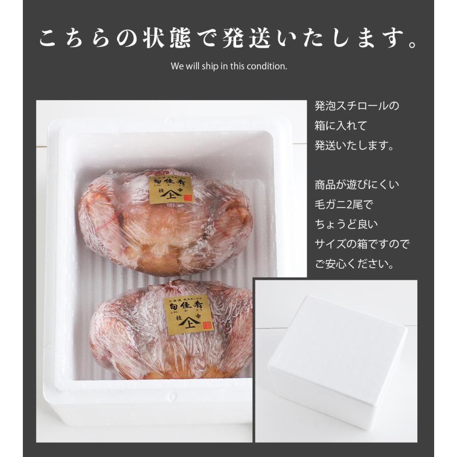 限界価格に挑戦！ 北海道枝幸産浜茹で毛ガニ400g前後×2尾 ボイル冷凍