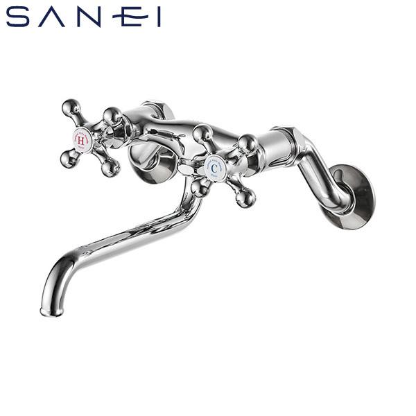 SANEI 壁付ツーバルブ混合栓 一般地用 K131Y-13 水栓金具 キッチン用 キッチン水栓 三栄水栓