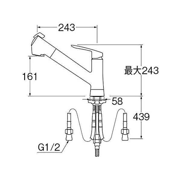 SANEI　浄水器付き混合水栓　K87128ETJV-13 シングル浄水器付ワンホールスプレー混合栓 | 商品のご案内