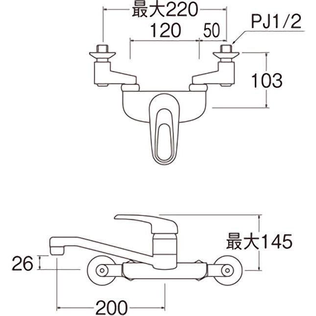 SANEI 壁付シングルレバー混合栓 一般地用 CK2710-3U-13 水栓金具 キッチン用 キッチン水栓 三栄水栓